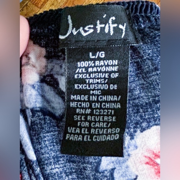 Navy Blue Floral Dress Size Large High Slit Built In Bodysuit Romance Romani - Picture 3 of 5